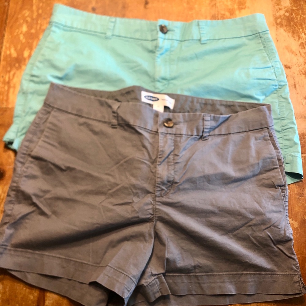 Old Navy Teal & Slate Chino Everyday Shorts Duo Size 14